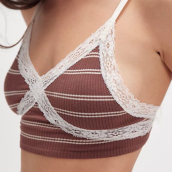 NWT Free People Intimately Gigi Seamless Brown Striped Bralette - Picture 3 of 5